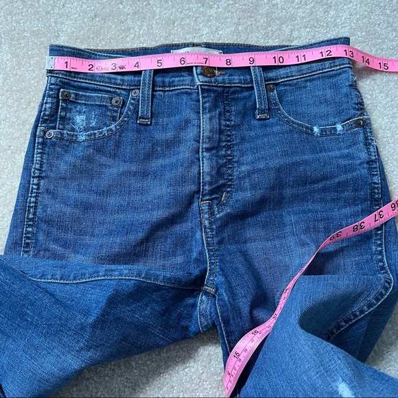 Madewell Pants Womens 25 Distressed Blue Step Hem Denim High Rise Skinny Jeans - Picture 6 of 10